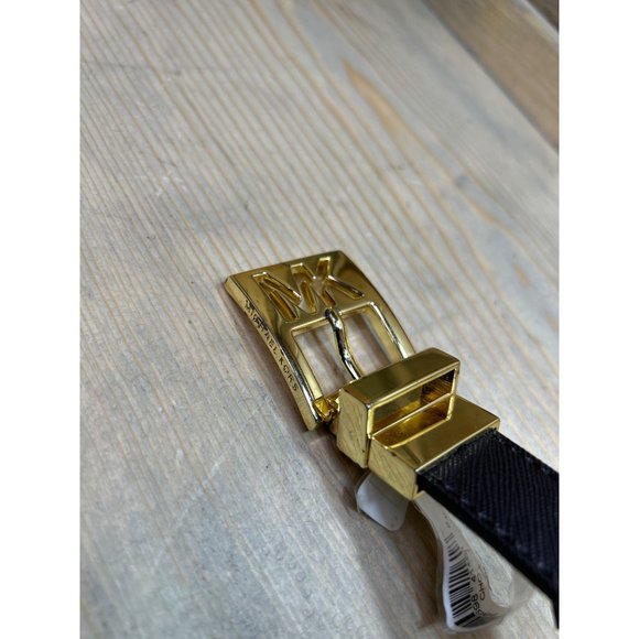 MK Michael Kors Faux Leather Brown Gold Belt Large - Picture 2 of 6